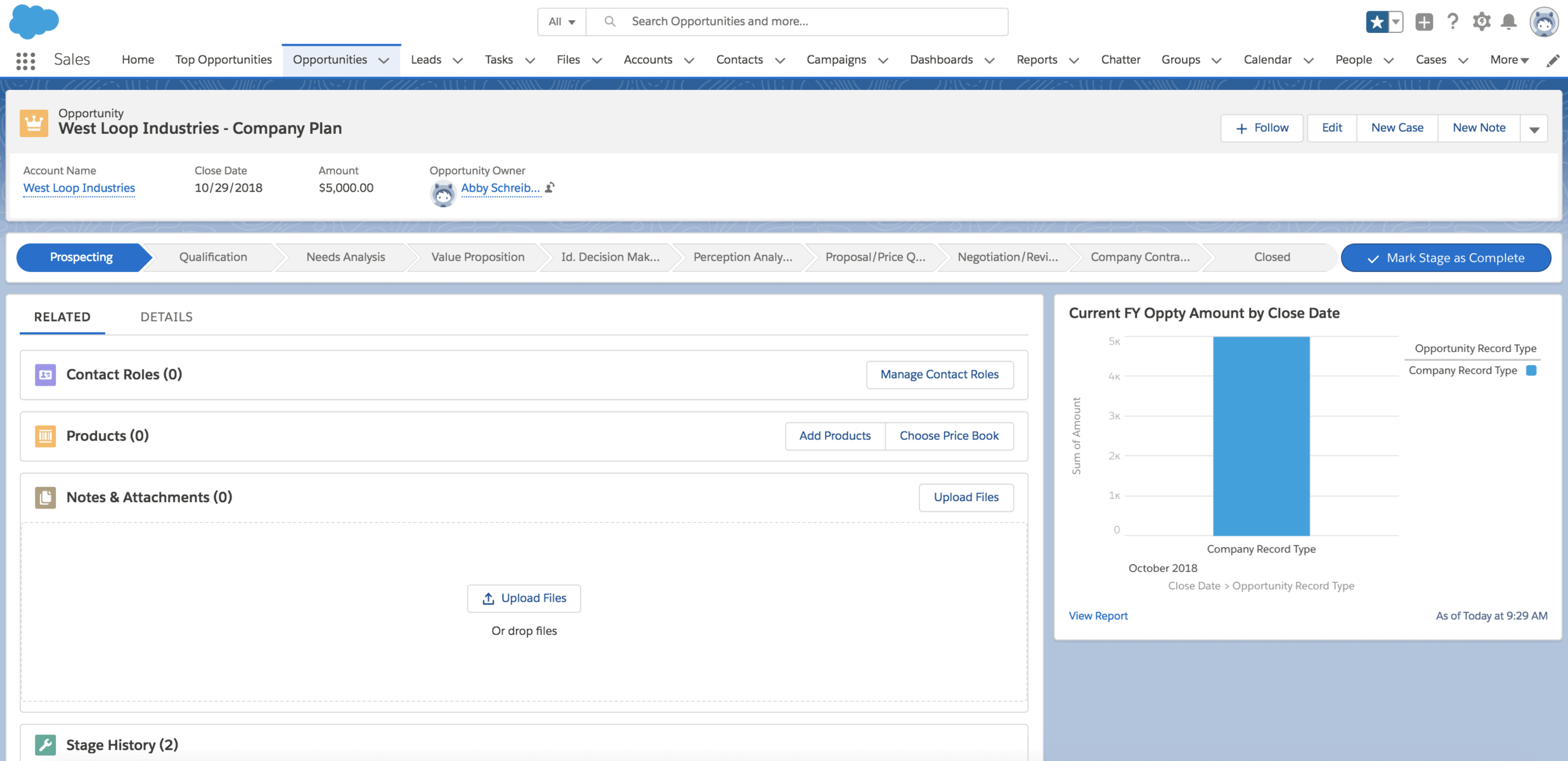 Salesforce Lightning Opportunity Page Variation_Report Chart