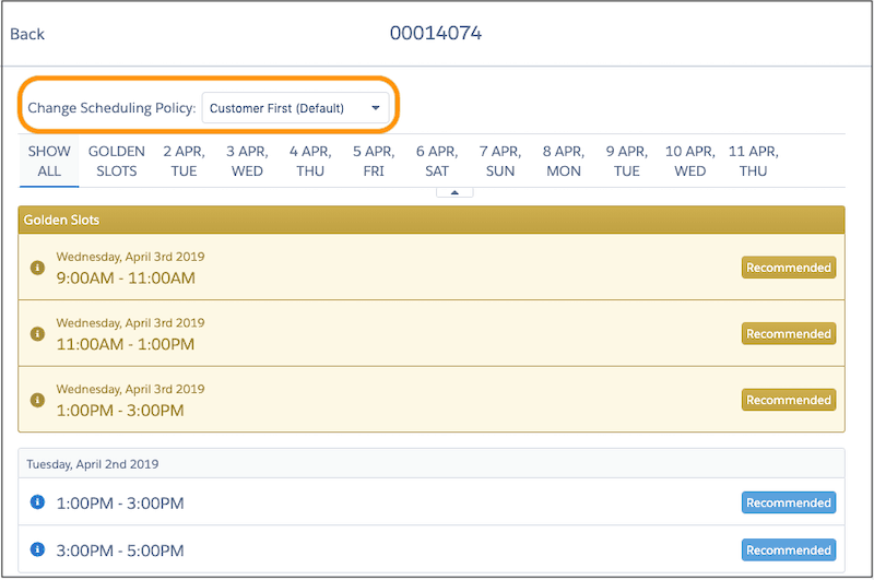 Select a Scheduling Policy When Booking Appointments