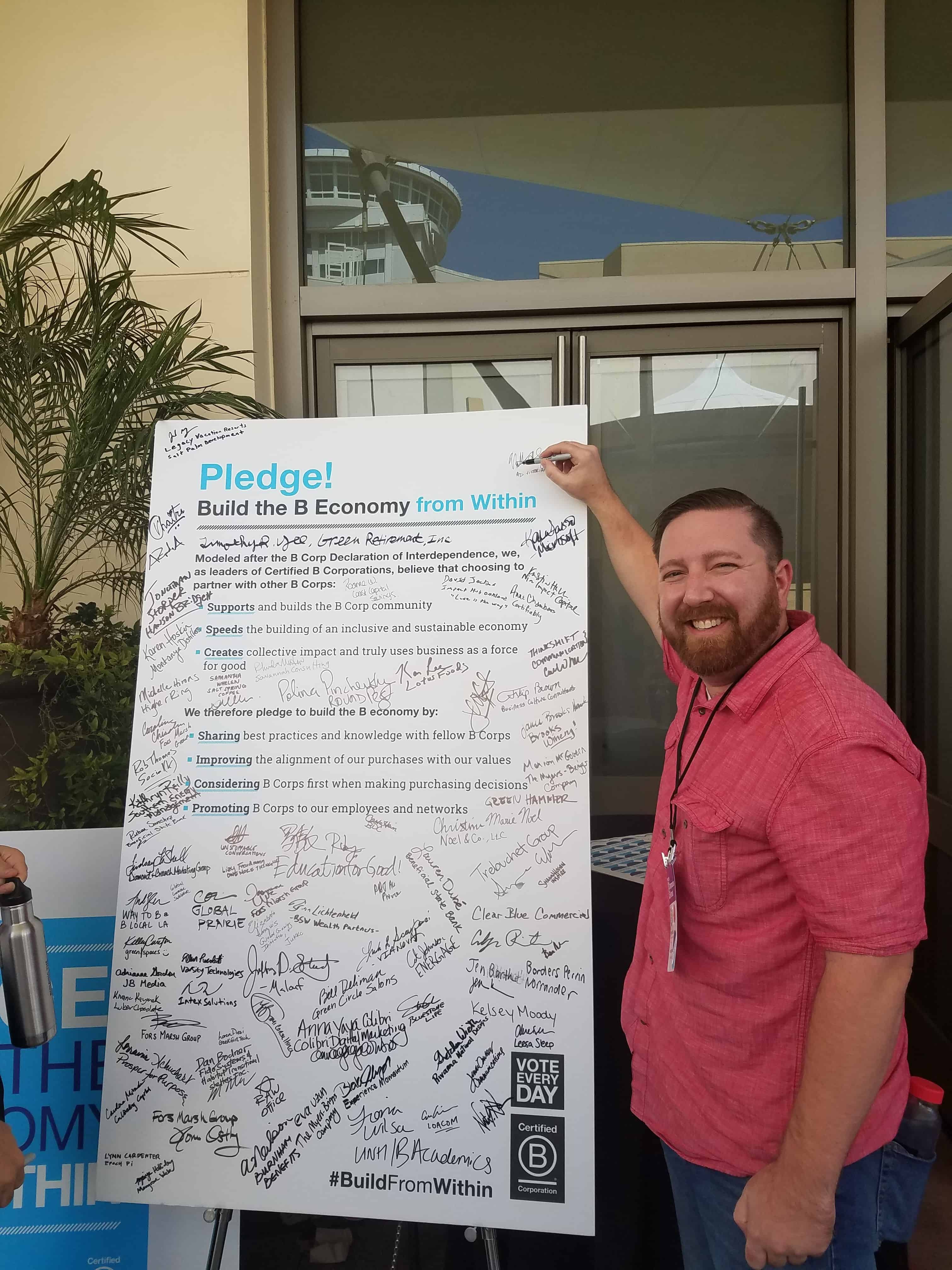 Ad Victoriam’s Nathan Stuck signing the pledge.