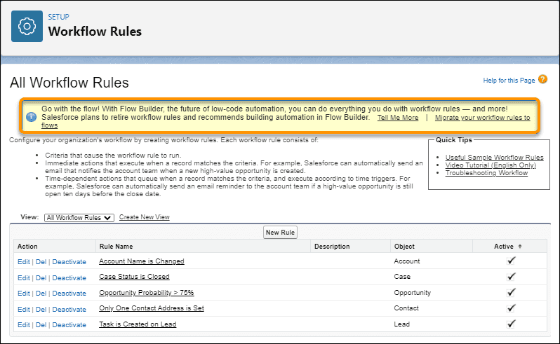 Salesforce Spring '22 Release - Convert Work Flow Rules