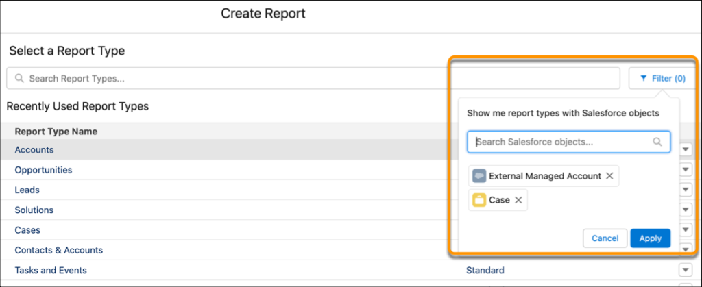 Salesforce Summer 2022 Release - Create Reports Based on Selected Salesforce Objects